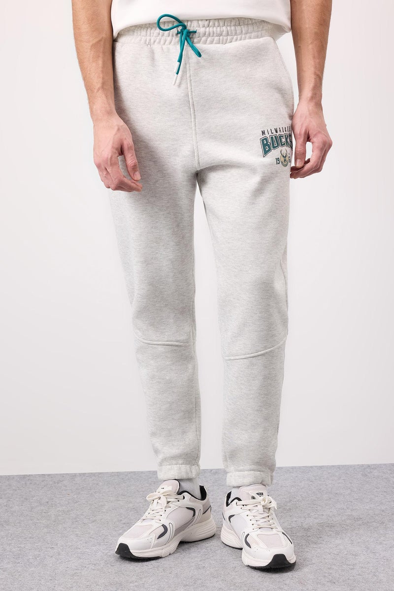 DeFacto Grey Man DeFactoFit NBA Milwaukee Bucks Sports Thick Jogger Sweatpants Casual - Image 3